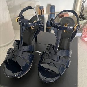 YSL Tribute Leather Platform Sandals